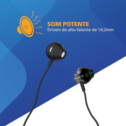 Fone de Ouvido Philips com Microfone - Preto Fone de Ouvido Philips com Microfone - Preto