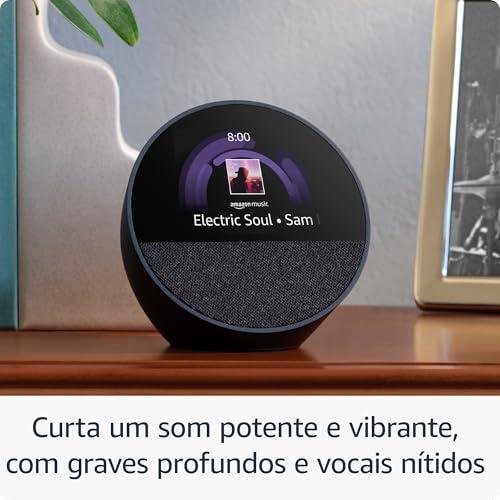 Novo Echo Spot com Alexa (2024) | Despertador inteligente com som vibrante | Cor Preta Novo Echo Spot com Alexa (2024) | Despertador inteligente com som vibrante | Cor Preta