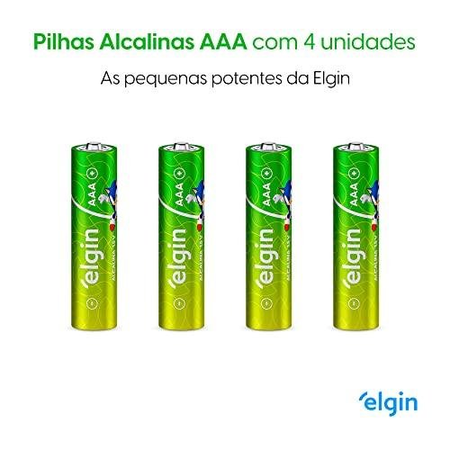 Pilha Alcalina, Elgin, Palito AAA, Blister com 4 Pilha Alcalina, Elgin, Palito AAA, Blister com 4