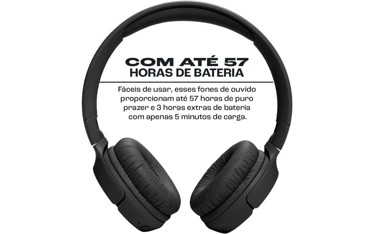 JBL Fone de Ouvido On Ear, Tune 520BT - Preto 1 JBL Fone de Ouvido On Ear