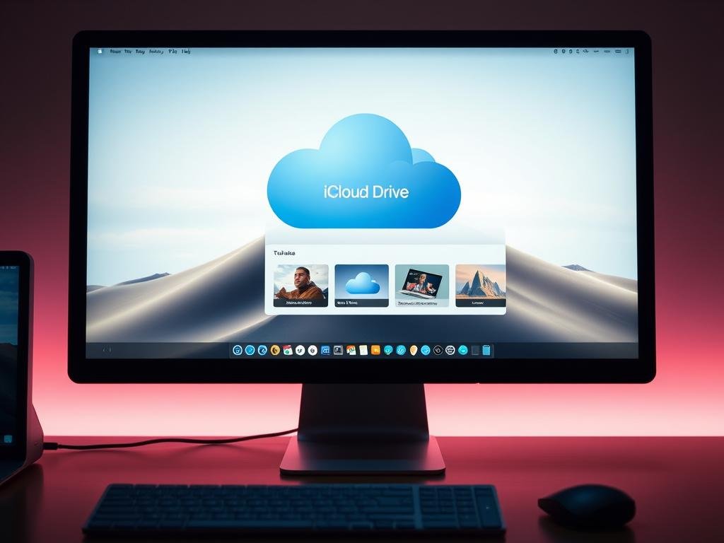 Imagem de uma tela de computador mostrando a interface do iCloud Drive Imagem de uma tela de computador mostrando a interface do iCloud Drive
