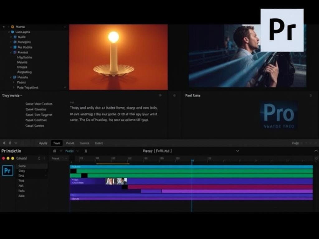 Imagem do Adobe Premiere Pro em ação, mostrando sua interface intuitiva e recursos avançados. Imagem do Adobe Premiere Pro em ação, mostrando sua interface intuitiva e recursos avançados.