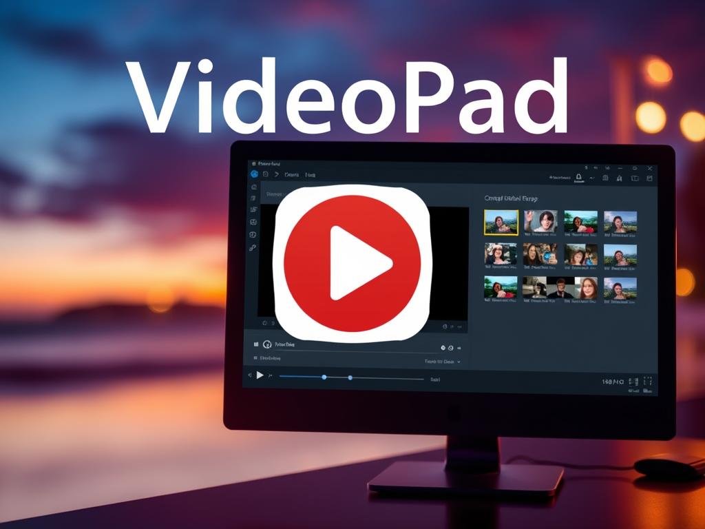 Imagem do VideoPad em funcionamento, destacando seus recursos. Imagem do VideoPad em funcionamento, destacando seus recursos.