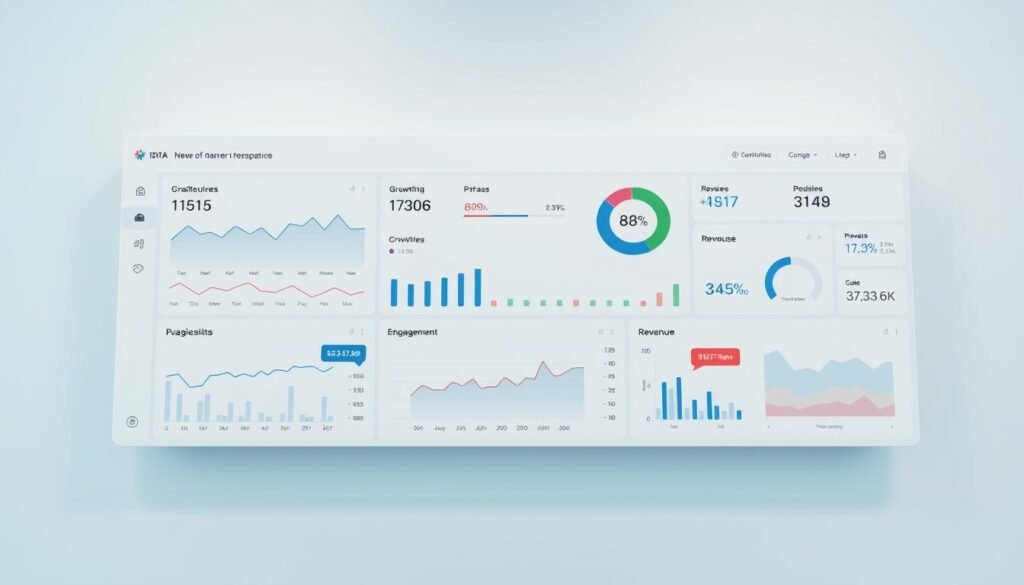 A neatly organized dashboard displaying a suite of key performance metrics for a micro SaaS product. The foreground features clear, data-driven visualizations - line graphs, bar charts, and numeric indicators - showcasing critical growth, engagement, and revenue metrics. The middle ground depicts a minimalist, high-contrast interface with intuitive data navigation controls. The background is a soft, neutral gradient that focuses attention on the analytical insights. Subtle lighting creates depth and highlights the crisp, modern aesthetics. The overall composition conveys a sense of data-driven decision making and operational oversight for a successful micro SaaS business. A neatly organized dashboard displaying a suite of key performance metrics for a micro SaaS product. The foreground features clear, data-driven visualizations - line graphs, bar charts, and numeric indicators - showcasing critical growth, engagement, and revenue metrics. The middle ground depicts a minimalist, high-contrast interface with intuitive data navigation controls. The background is a soft, neutral gradient that focuses attention on the analytical insights. Subtle lighting creates depth and highlights the crisp, modern aesthetics. The overall composition conveys a sense of data-driven decision making and operational oversight for a successful micro SaaS business.