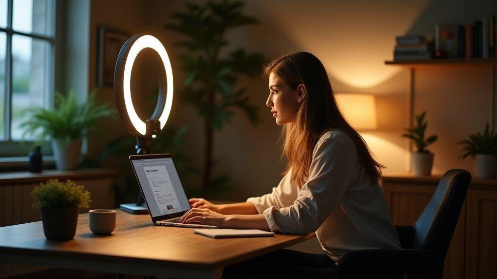 Ajustar iluminação para chamadas de vídeo