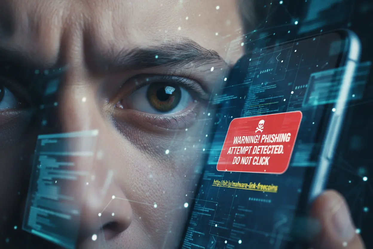 Cuidado com Links Suspeitos Como proteger o celular de hackers evitando links e downloads perigosos.