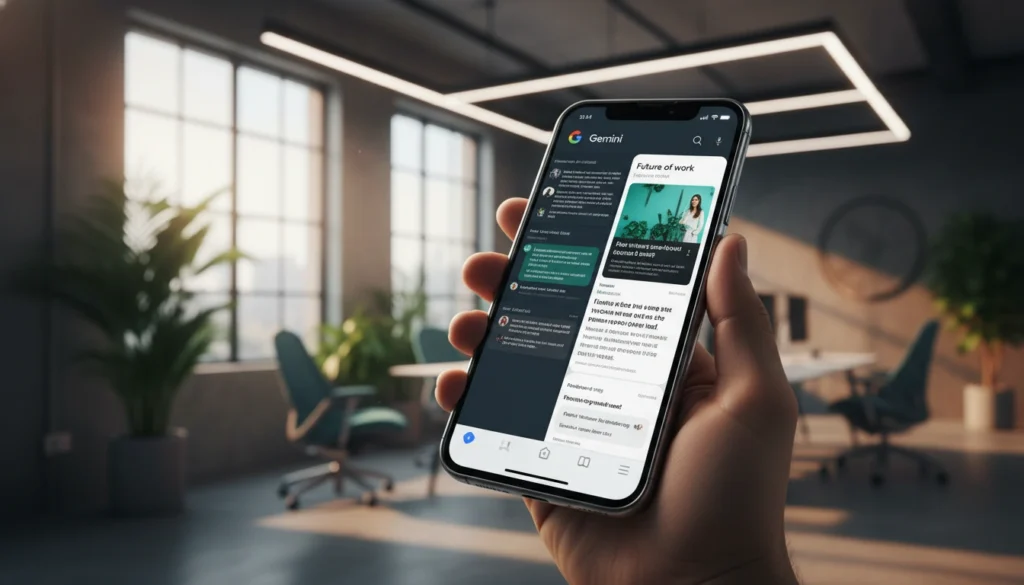 Interface do usuário do Gemini no celular e desktop
