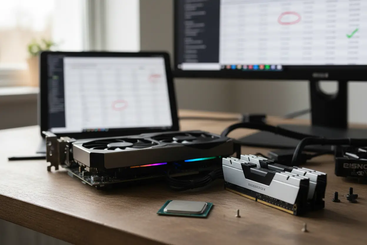 Componentes PC Gamer Econômicos Visão detalhada de componentes de PC gamer com foco em preço e performance.