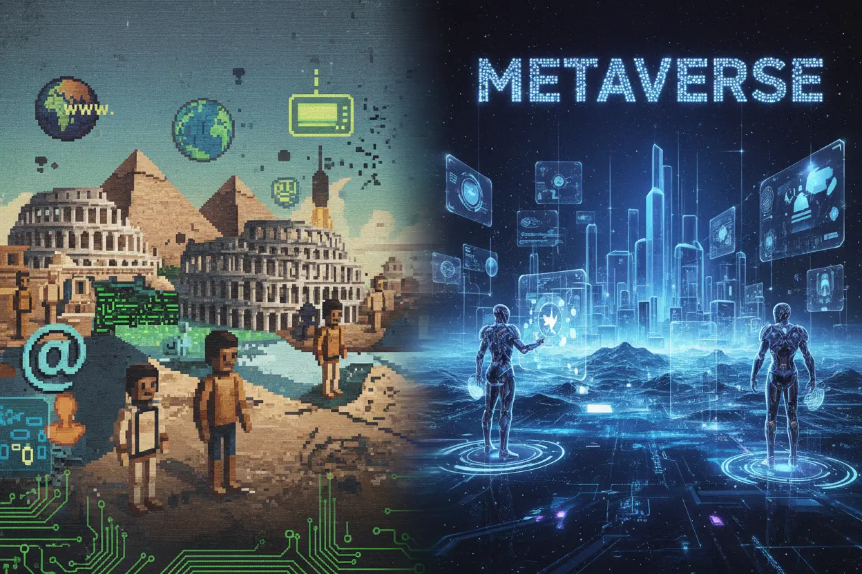 Evolução do Metaverso História e evolução do Metaverso em uma linha do tempo visual