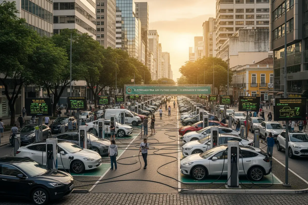 Infraestrutura de Recarga VE Brasil Estação de recarga de veículos elétricos em cidade brasileira