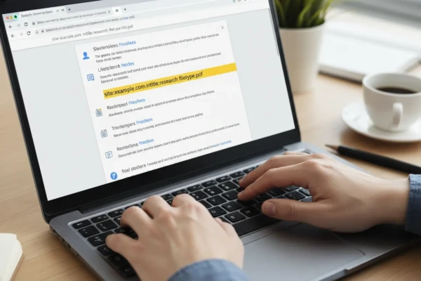 Pessoa usando truques do Google que poucos usuários conhecem na busca avançada
