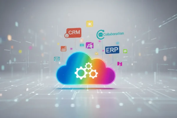 Infográfico explicando o que é SaaS Software como Serviço e seus benefícios.