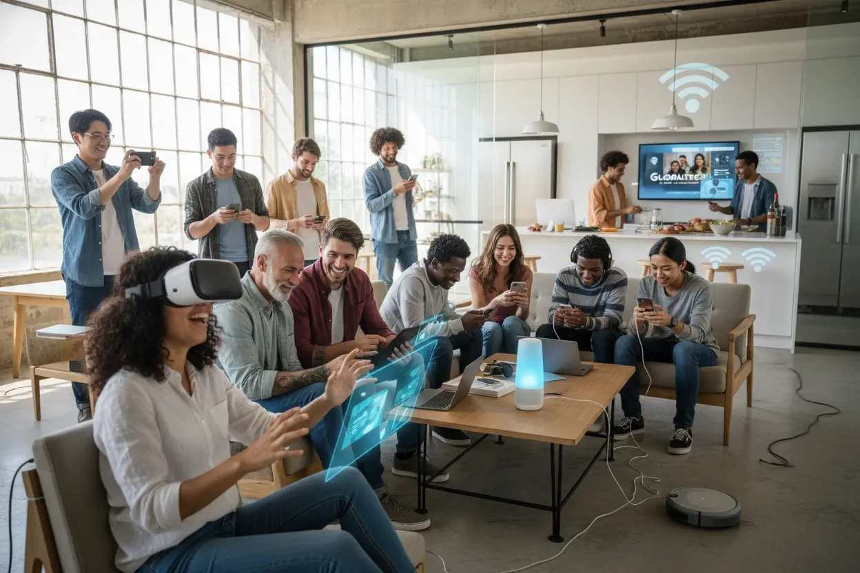 Tecnologia no Dia a Dia Pessoas usando dispositivos das maiores empresas de tecnologia do mundo