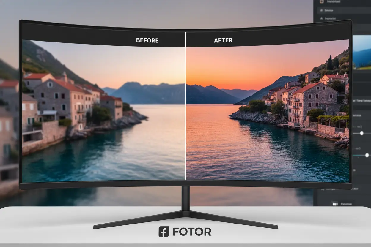 Comparativo de fotos editadas com Fotor AI Enhancer