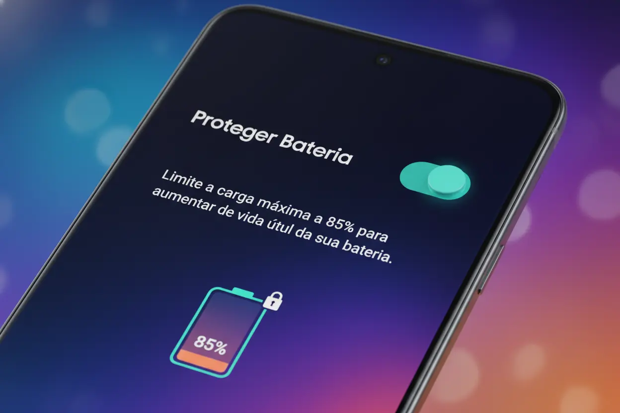 Proteger bateria Samsung para carregar celular até 80%