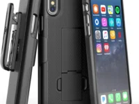Capa preta Encased DuraClip para iPhone XS com clipe de cinto.