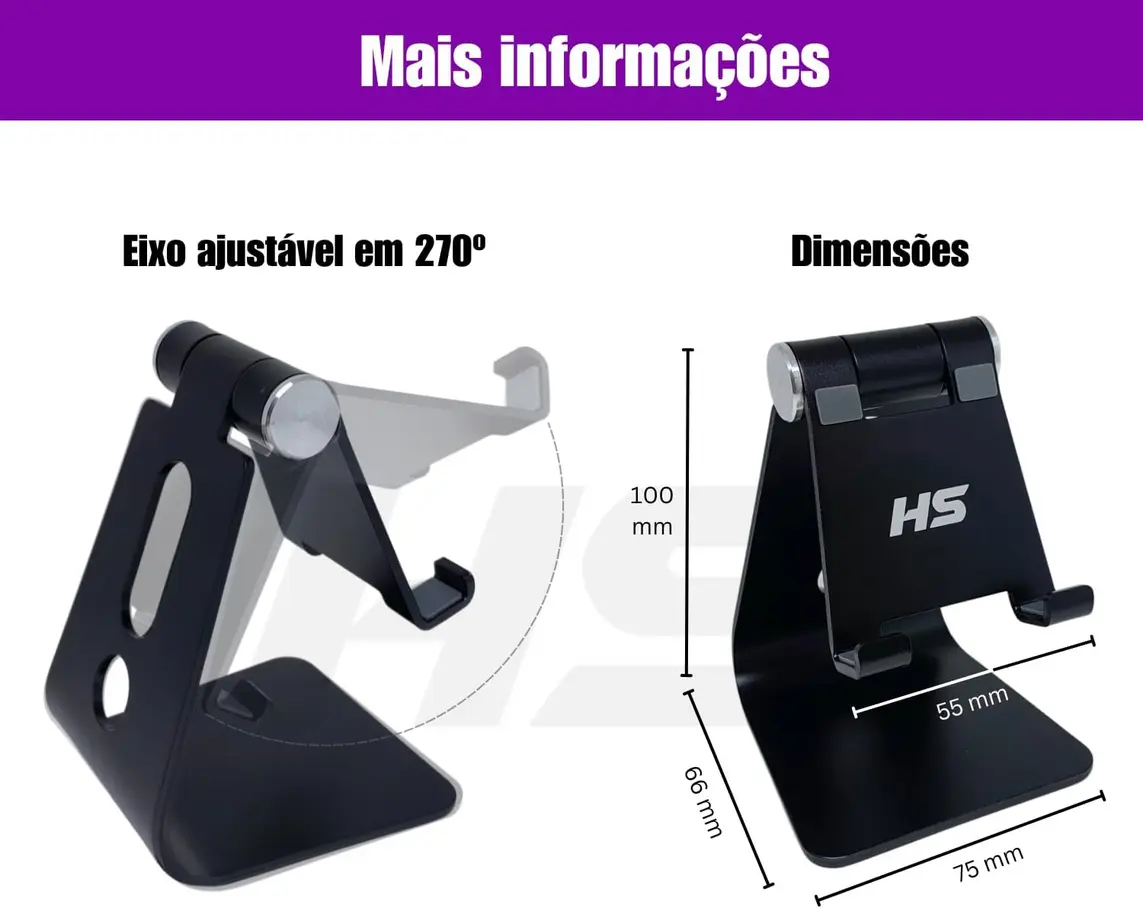 Detalhes do design do suporte Geonav SUPMAG3, com articulações e borrachas antiderrapantes.