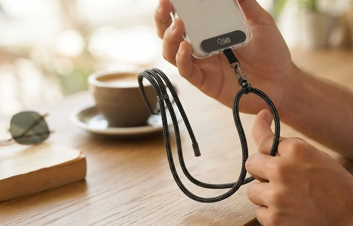 i2GO, Cordão Para Smartphone Preto com Cinza