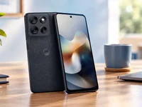 Smartphone Motorola Moto G56 5G na cor preta, mostrando a tela frontal e o acabamento traseiro com câmeras.